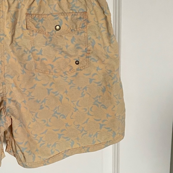 Billy Reid Men's Orange/ Blue Print Swim Trunks Shorts - 35602 - Picture 9 of 11